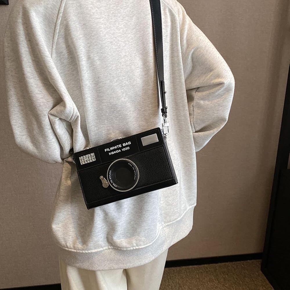 FILWHITE BAG Vintage Inspired Camera Crossbody Purse Black Box Bag-novelty